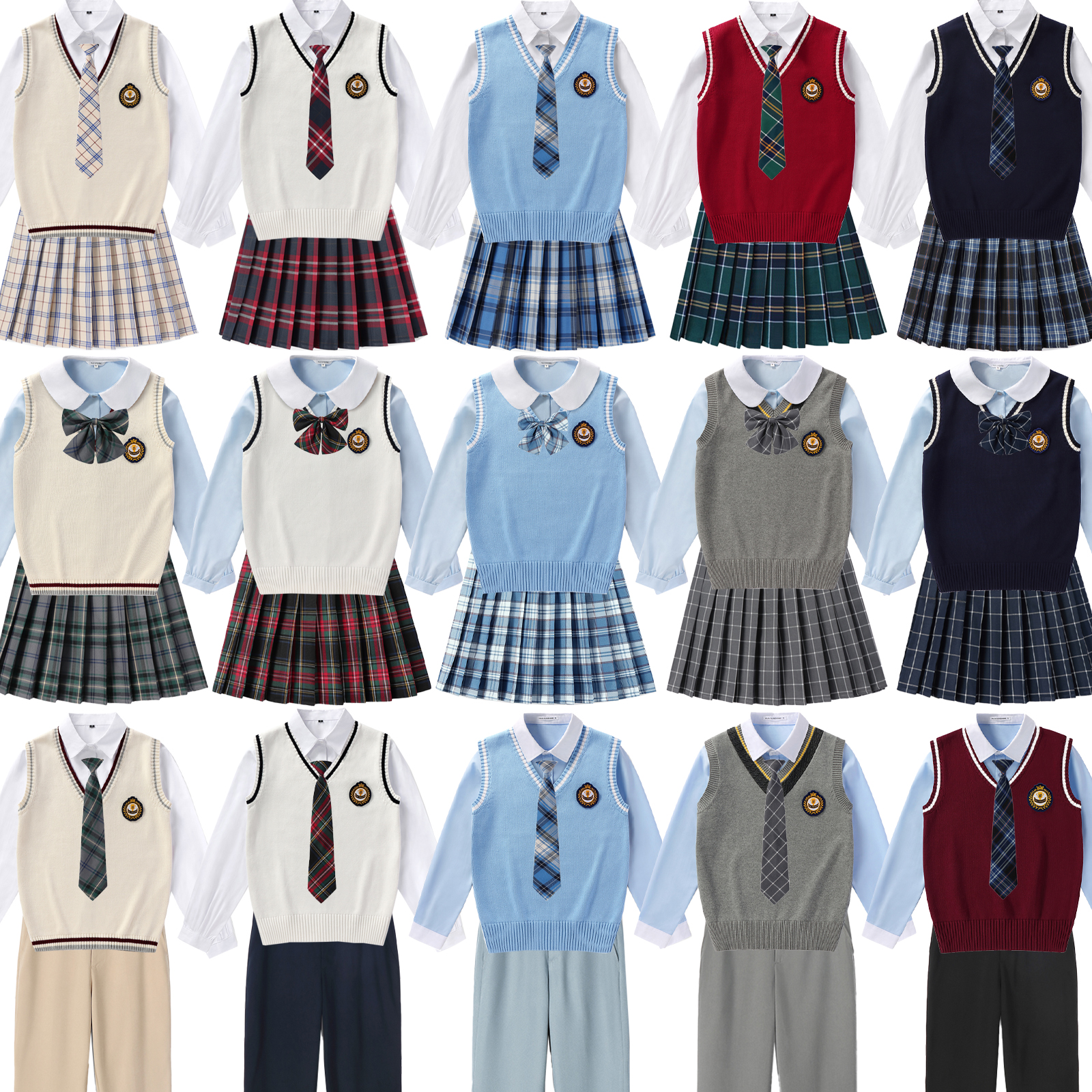 套装现货班校服男女毛衣背心衬衫