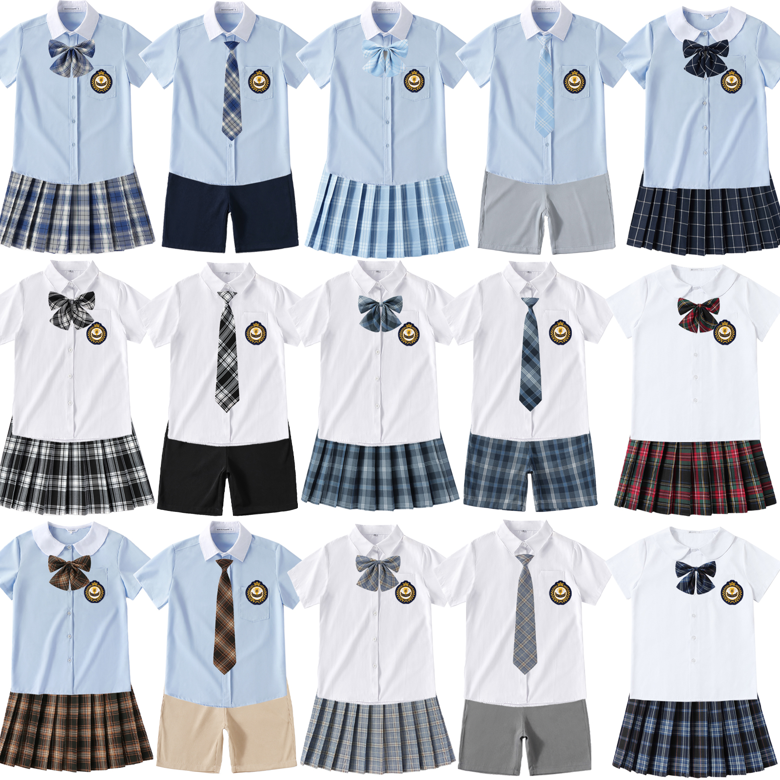 现货演出班服校服制服男女情侣短袖小初中大学生英伦学院夏季套装