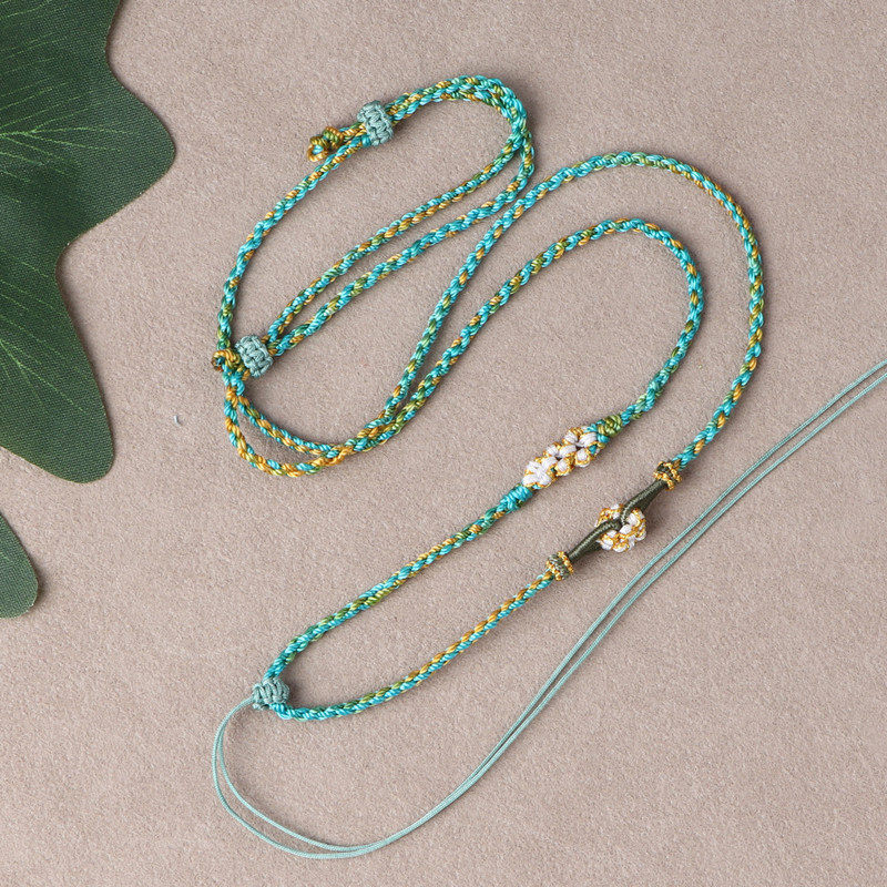 手工编织桃花结古法黄金编绳项链绳子平安扣吊坠挂绳翡翠玉佩玉坠