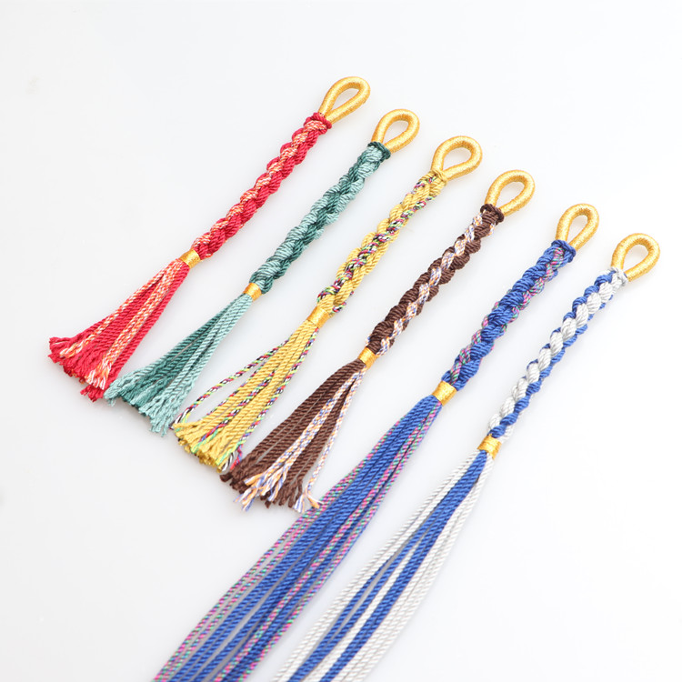 中国结流苏穗穗彩色念珠配饰手串手链diy线绳手搓棉线