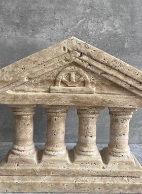 欧洲中世纪古建筑模型摆件罗马柱雕刻欧式雕像样板间摆设