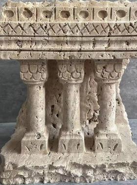 天然黄洞石白洞欧式中世界建筑罗马柱拱门设计师款自然面雕刻