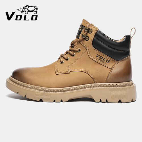 VOLO犀牛头层牛皮磨砂工艺马丁靴