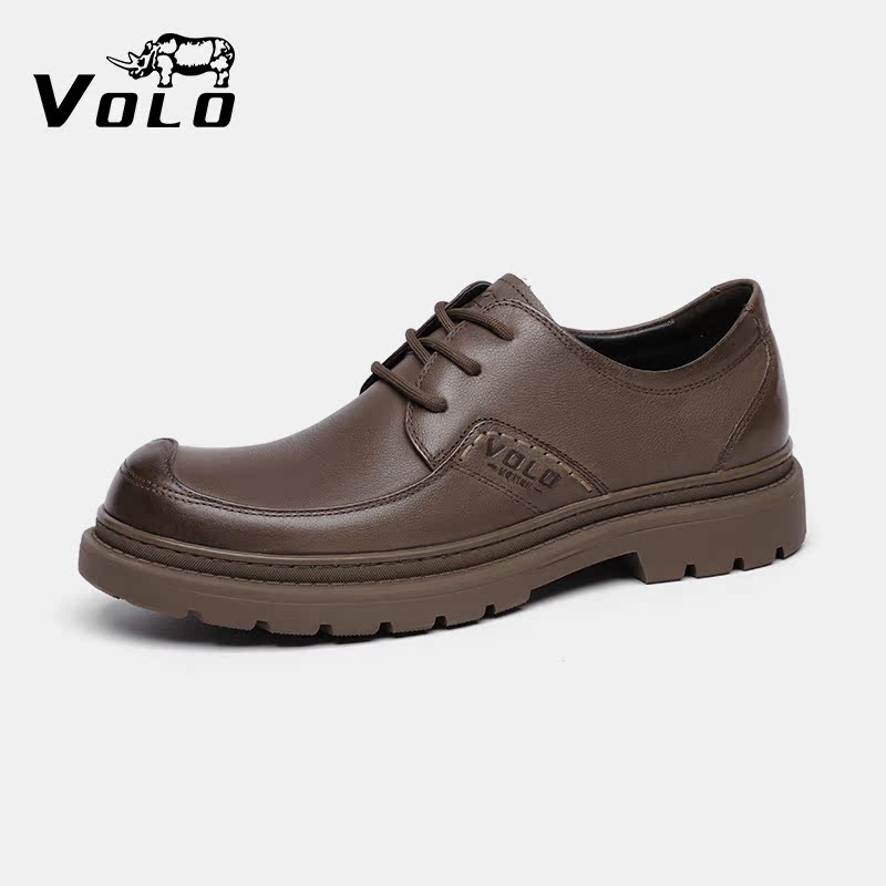 【断码特价】VOLO/犀牛休闲皮鞋真皮宽脚大头皮鞋英伦男士户外