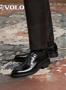 黄子弘凡同款VOLO犀牛男士商务正装皮鞋真皮结婚新郎鞋增高德比鞋