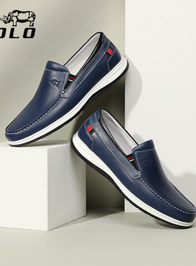 VOLO/犀牛豆豆鞋男真皮软面一脚蹬男鞋羊皮休闲软皮鞋透气乐福鞋
