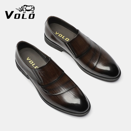 VOLO/犀牛男士正装皮鞋男一脚蹬结婚新郎皮鞋商务软底男鞋高级感