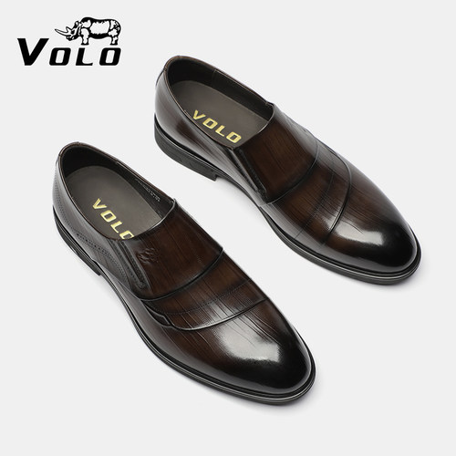 VOLO犀牛高级感真皮软底正装皮鞋