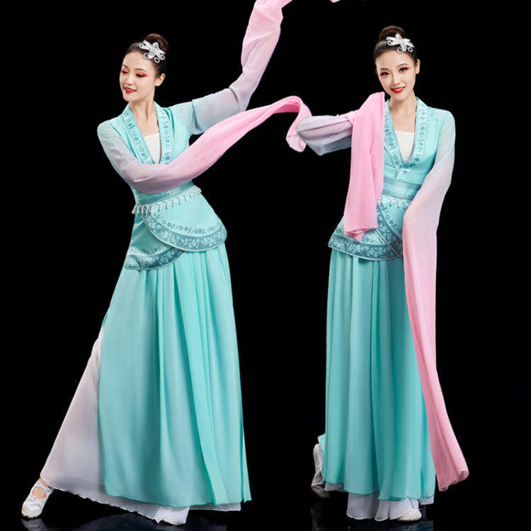 踏春行古典舞剧目演出服装女飘逸中国风汉唐艺考古装水袖舞蹈服装 - 实物图