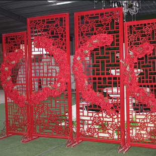 婚庆铁艺中国风风格屏风背景雕花拱门福禄寿喜中华门婚礼道具摆件