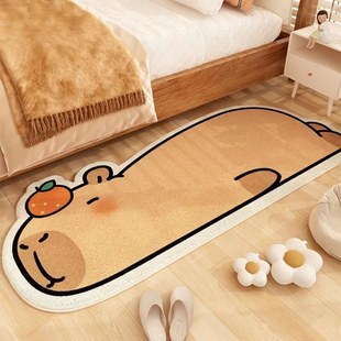 卡皮巴拉卧室床边毯男孩女孩客厅沙发地毯儿童房地垫加厚防滑脚垫