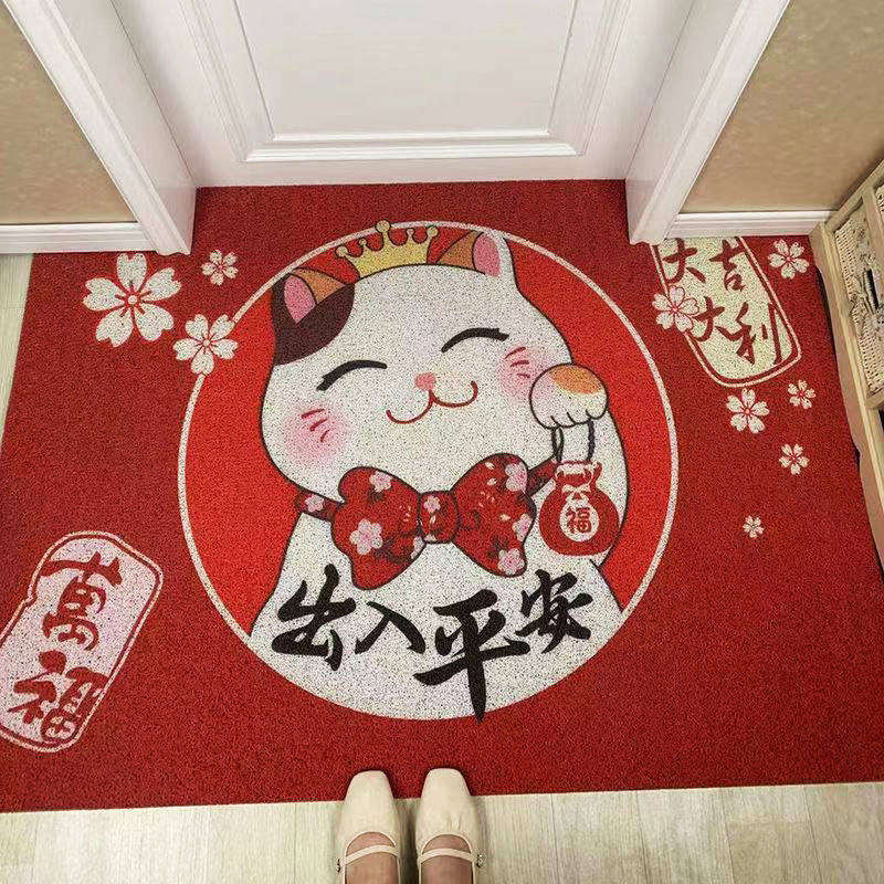 房间卧室入户地垫红色喜庆卡通