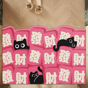 发财入户门地垫丝圈耐脏耐磨进门玄关脚垫刮泥蹭土地毯防滑门垫