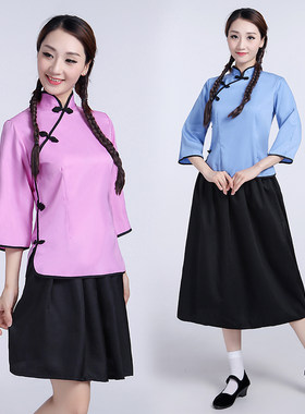 民国学生装女五四青年装班服舞台表演合唱服装九块九清仓民国风