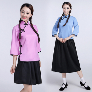 民国学生装女五四青年装班服舞台表演合唱服装九块九民国风