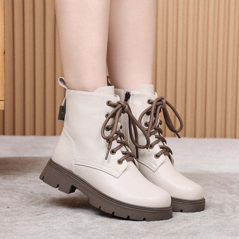 白色马丁靴女鞋冬季加绒短靴真皮棉鞋羊毛靴子雪地靴皮毛一体皮鞋,女鞋,马丁靴,淘宝优惠券,粉丝福利购,淘宝优惠卷