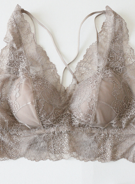 高定鸢尾水溶性蕾丝美背亲肤舒适桑蚕丝美背内衣薄款夏季文胸