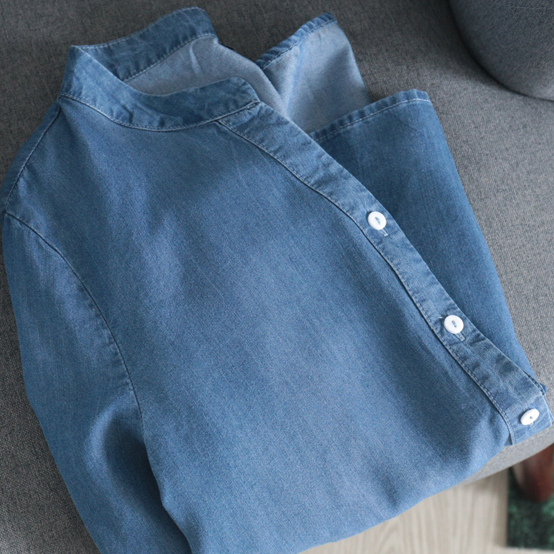 Do not miss~recommend!Off for comfortable Tencel Jean Cotton Stand collar Easy shirt Show thin shirtin the Women's clothing/Boutique , Shirt  category - from Buy2taobao.com to provide professional Taobao agent buy service