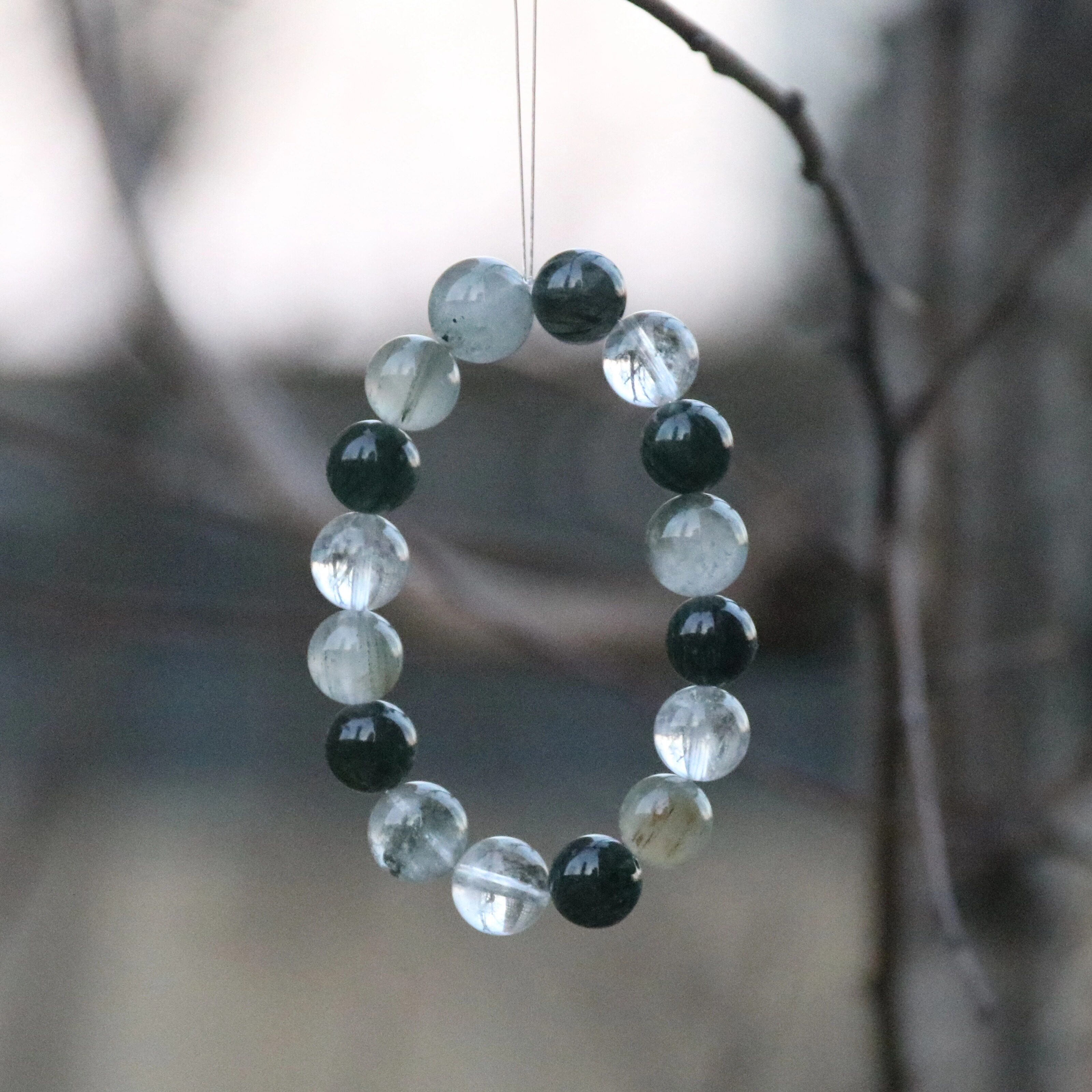 LUMUSIA【云隙藏砚】绿发晶绿兔毛水晶手串提升事业正财舒缓