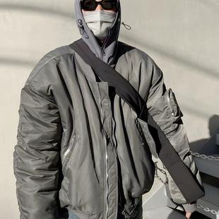 高版本冬季美式高街飞行夹克VIBE棒球服棉衣棉服设计感潮牌外套男