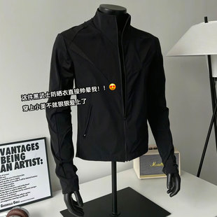 夏季 黑武士立领防晒衣男款 网眼透气户外运动骑行服速干冲锋衣外套