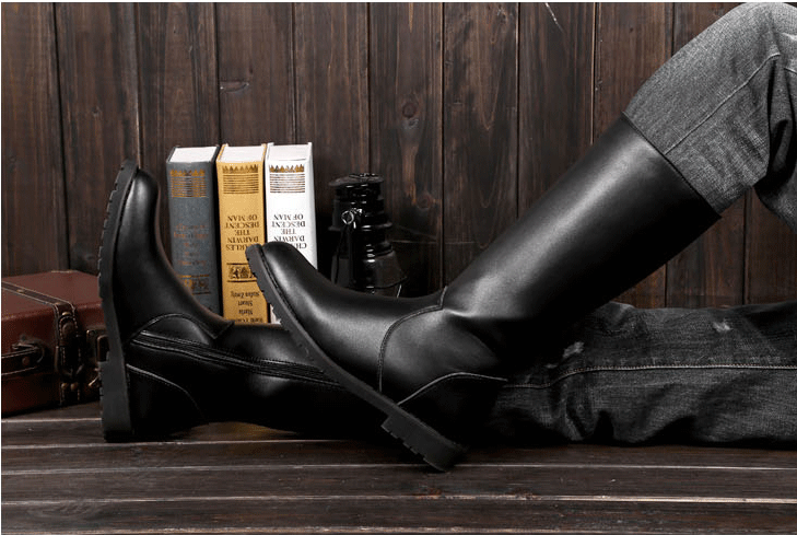 国民党军官靴子 仪仗队靴子 军装表演鞋 高筒演出鞋子 男士骑马靴