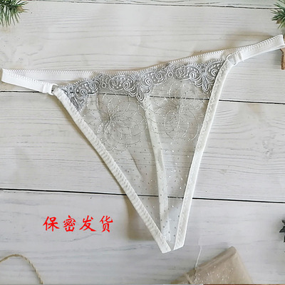 时尚中低腰透明薄款刺绣女士内裤