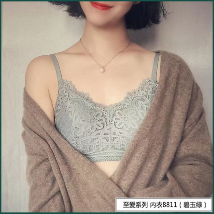 身态石墨烯抗菌养护内衣无钢圈可拆卸蕾丝性感文胸罩8811内裤8813