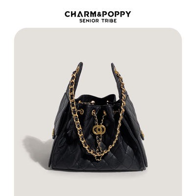 磨砂皮腋下菱格链条托特包