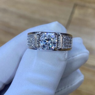 正品18K金培育钻石戒指男款一克拉钻戒时尚轻奢送男朋友生日礼物