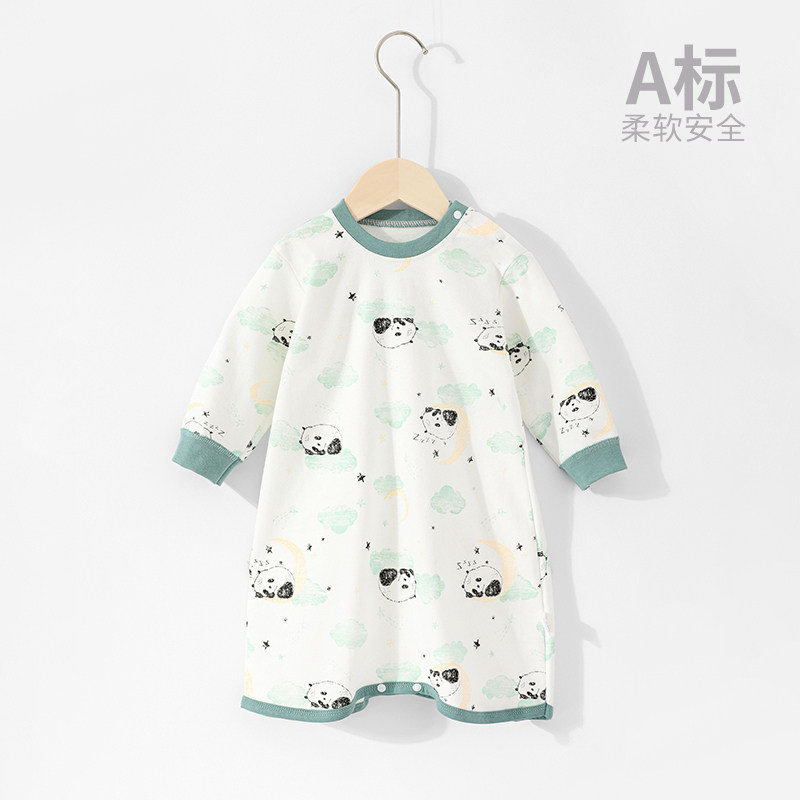 春秋纯棉薄款婴儿长袖睡袍儿童家居服睡衣男女宝宝连体衣小孩睡裙