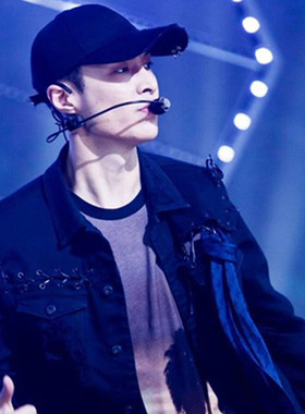 EXO-M张艺兴LAY机场同款黑色帽子单个金属圆环鸭舌帽弯檐棒球帽夏