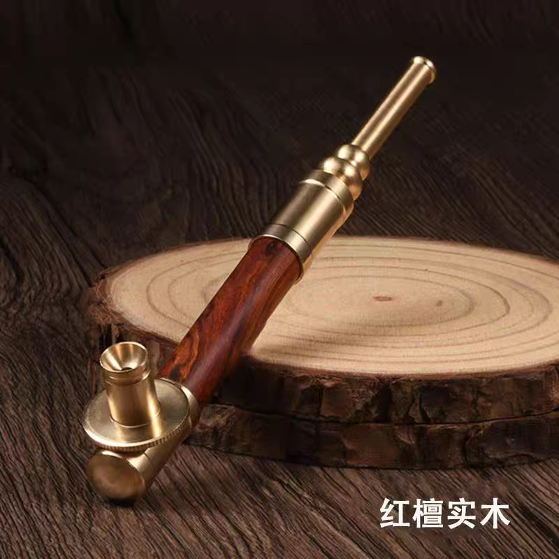 甘肃兰州泰和甘字一口香纯铜实木黑红檀木水烟斗烟袋嘴烟斗锅复古