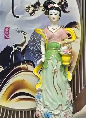 陶瓷七仙女提花篮仙女七公主拿如意仙女仙姑家用家居摆件