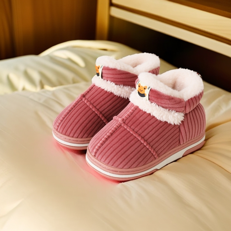 宝宝冬季包跟居家保暖儿童棉拖鞋女中大童棉鞋包跟防滑棉鞋男孩子