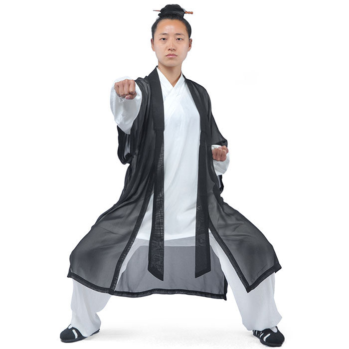 武当道士道袍高档披纱雪纺太极拳练功披纱太极拳表演服披纱男女款