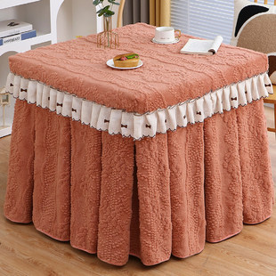 2024新款正方形烤火罩四方桌桌布80x80双面绒家用麻将机电炉罩套