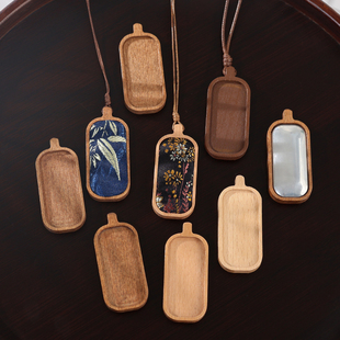 宋锦榉木方形吊饰项链手工diy挂件饰品配件带垫片时光宝石毛衣链