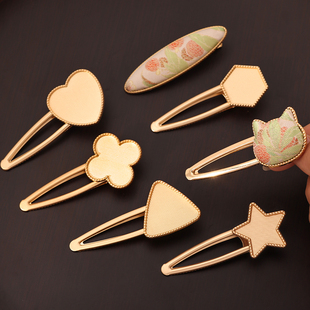 宋锦发夹鸭嘴夹发卡子复古风民国侧夹拍照头饰发饰diy刺绣包布夹