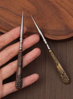复古圆孔红古银锥子可钻孔定位工具皮革工具手工纳鞋底上鞋锥小巧