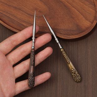 复古圆孔红古银锥子可钻孔定位工具皮革工具手工纳鞋底上鞋锥小巧