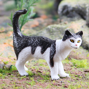 仿真实心动物模型黑白猫家猫宠物小猫咪家居蛋糕汽车摆件玩具