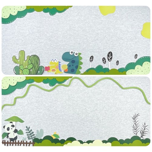 春天绿色花草动物恐龙主题墙贴