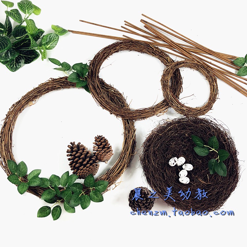 藤圈圣诞diy手工装饰干树枝花环