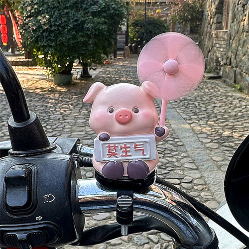 可爱风车小猪小黄鸭电动车装饰品摆件摩托车自行车头盔小配件挂件