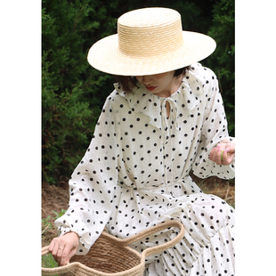 波点蛋糕裙 圆点连衣裙荷叶边复古法式 无拘春秋圆点长袖 裙子泡泡袖