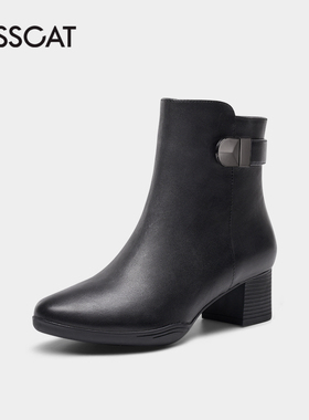 KISSCAT接吻猫2024冬羊皮绒里延续款女短靴KA31804-10KA41804-10