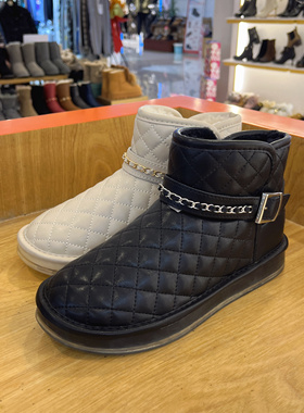 索菲娅冬季新款牛皮毛一体时尚百搭粗跟女短靴女靴子SF1411A096