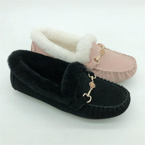 菲娅索豆豆鞋毛里冬新款专柜同款平底鞋女保暖浅口单鞋SF04111051