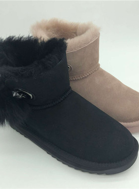KISSCAT接吻猫2018冬短筒羊毛皮保暖套脚平底雪地靴女KA98888-10